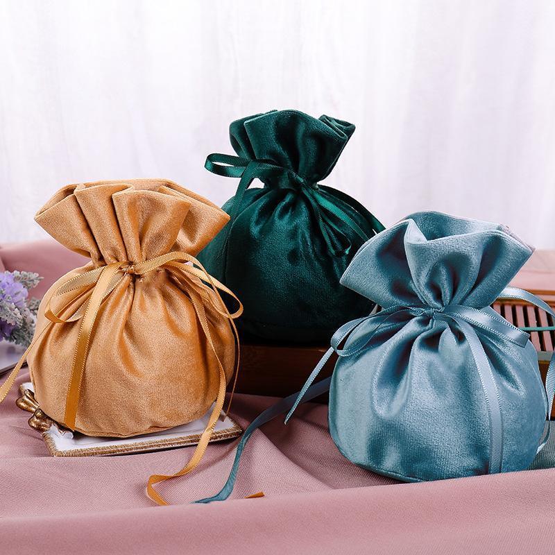 6PCS Velvet Cloth Drawstring Bags Gift Bag Jewelry Ring Pouch Earring Favor - Mixed Colour-6PCS