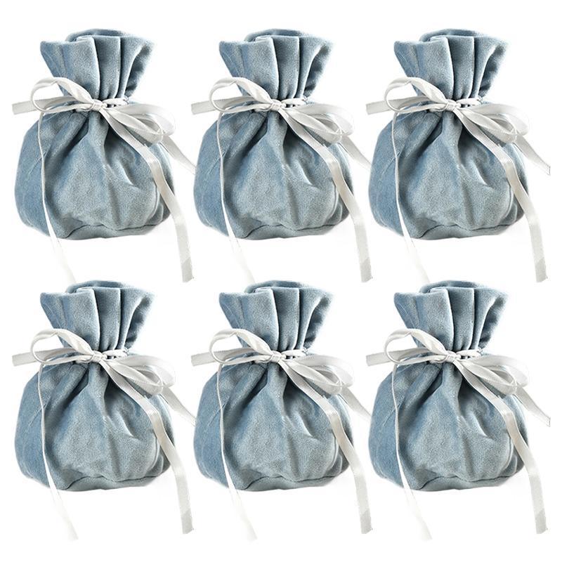 6PCS Velvet Cloth Drawstring Bags Gift Bag Jewelry Ring Pouch Earring Favor - Mixed Colour-6PCS