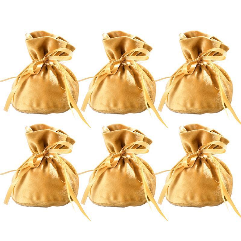 6PCS Velvet Cloth Drawstring Bags Gift Bag Jewelry Ring Pouch Earring Favor - Mixed Colour-6PCS