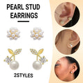 Fashion Pearl Wedding Earrings Zircon Cherry Stud Pearl Earrings for Women - Cherry