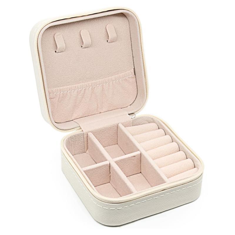 Travel Jewelry Organizer Box Portable Leather Storage Ornaments Ring Earrings - Black (10x10x5cm)