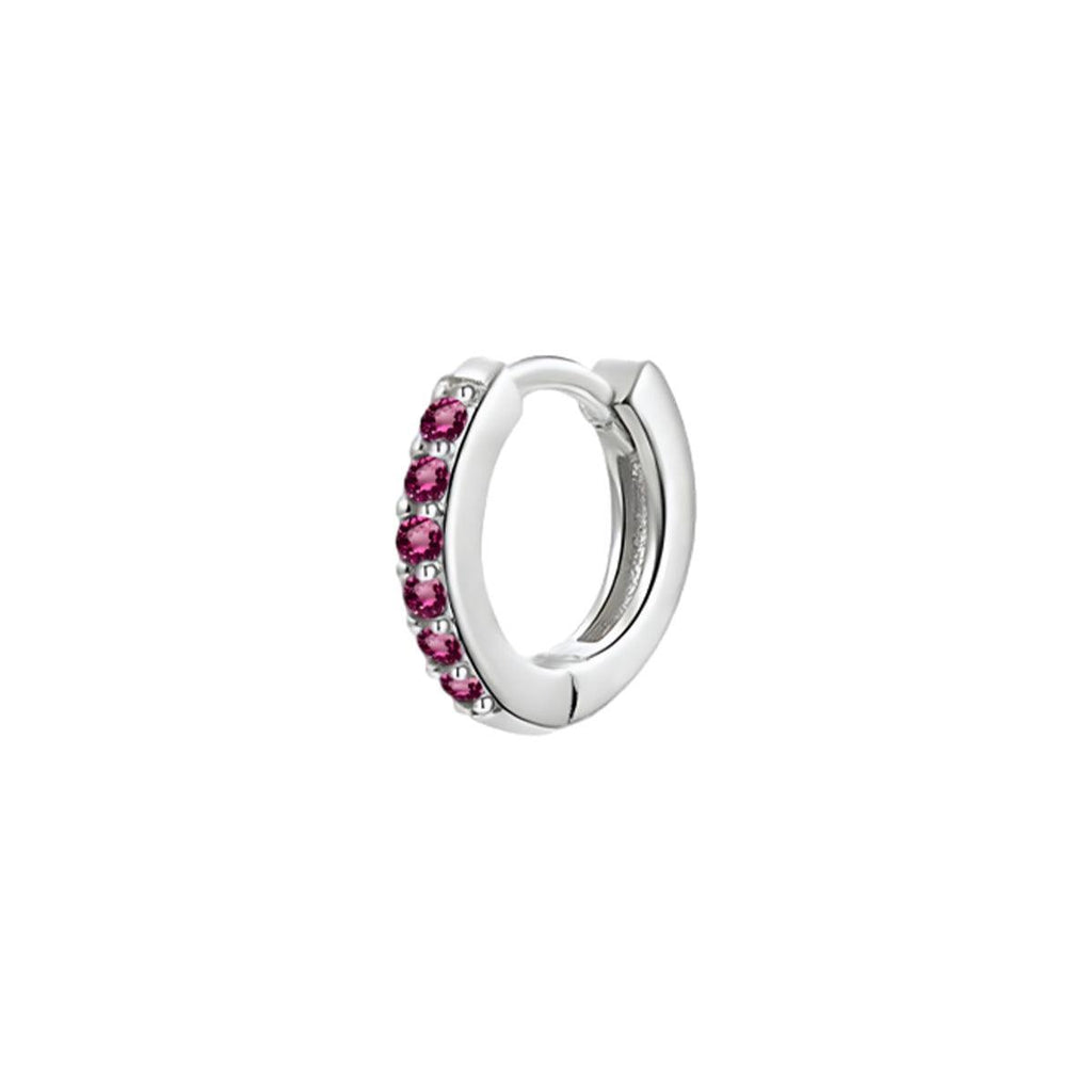 925 Sterling Silver Gold Rings Plated Cubic Crystal Cuff Huggie Hoop Earrings Au - Gold-Red Crystal