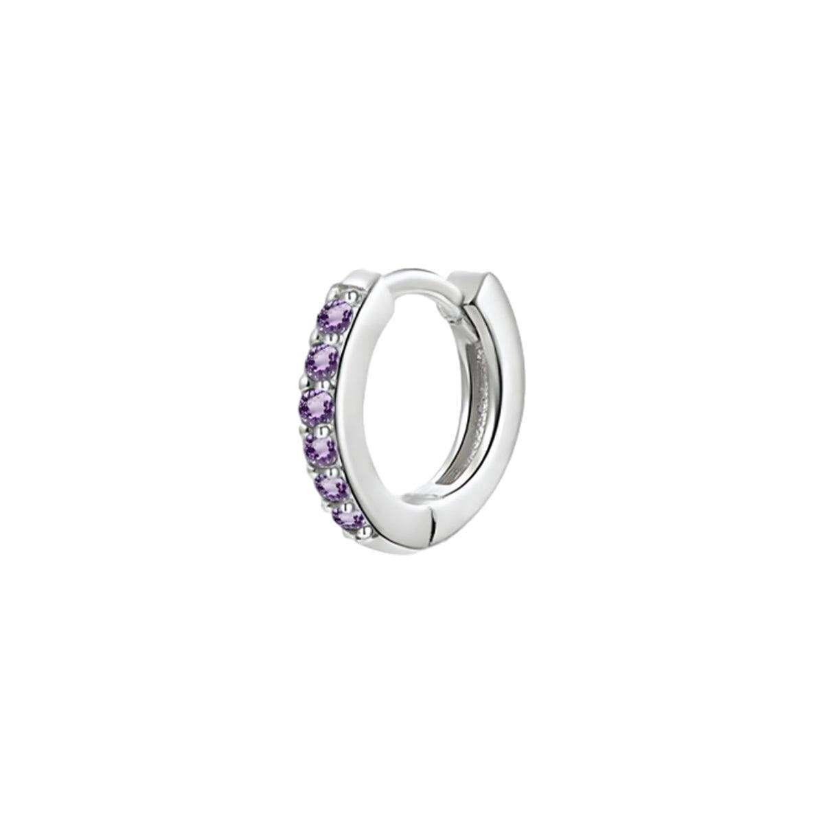 925 Sterling Silver Gold Rings Plated Cubic Crystal Cuff Huggie Hoop Earrings Au - Silver-Black Crystal