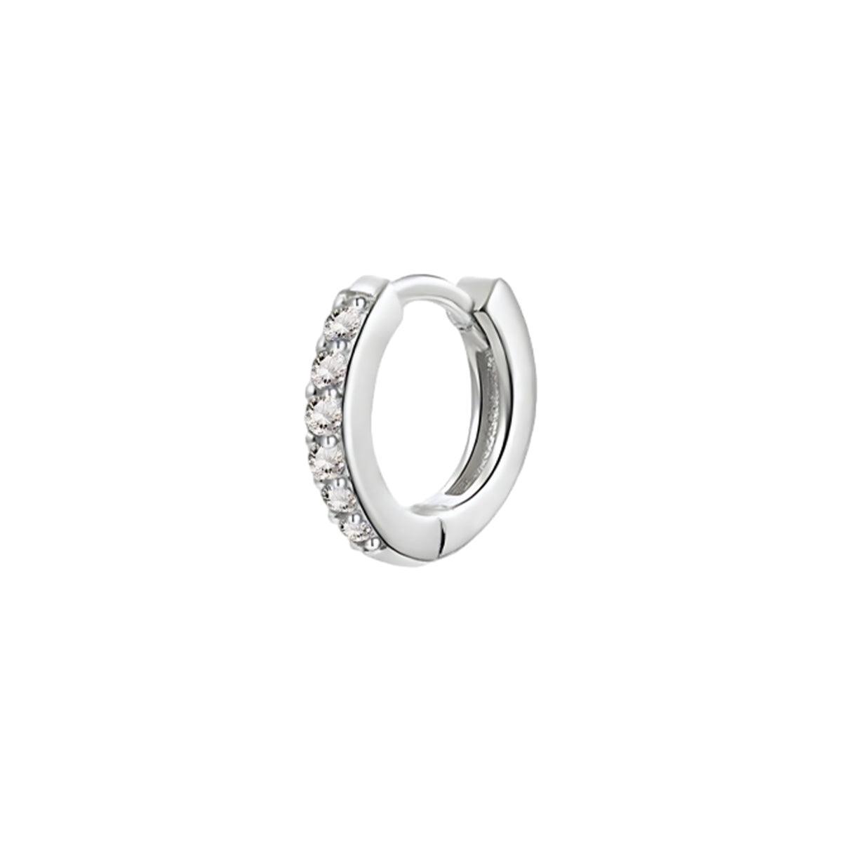 925 Sterling Silver Gold Rings Plated Cubic Crystal Cuff Huggie Hoop Earrings Au - Silver-Red Crystal
