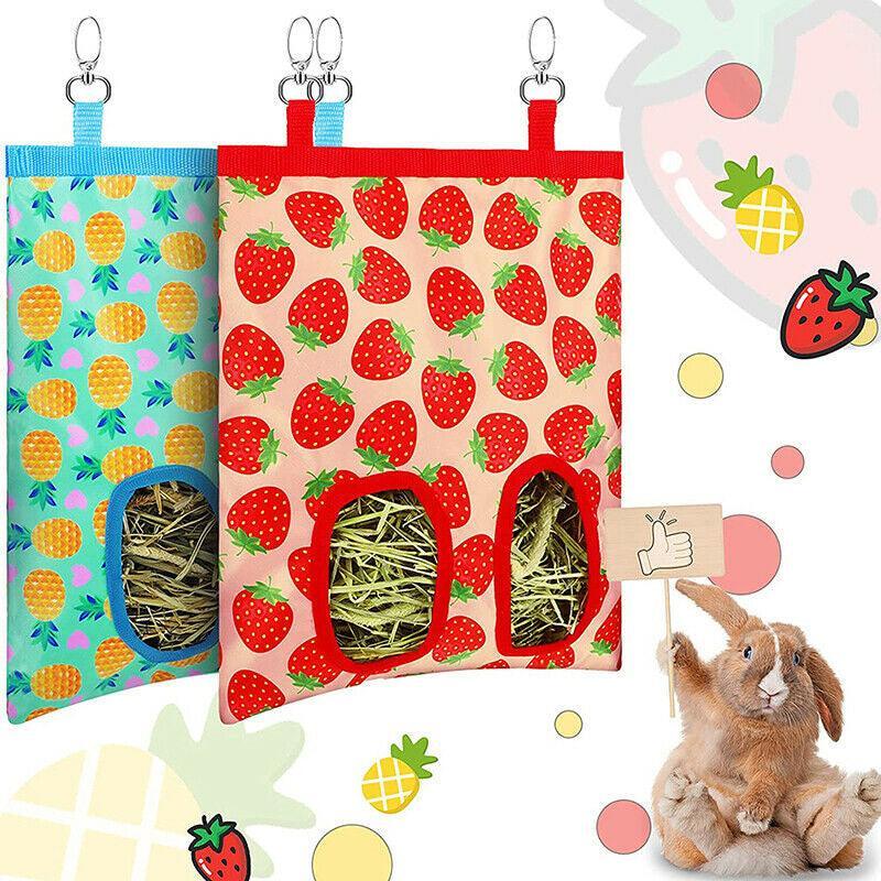 Hay Bag Guinea Pig Rabbit Feeding Bag Animal Hay Feeder Bag Hanging Feeder - Purple