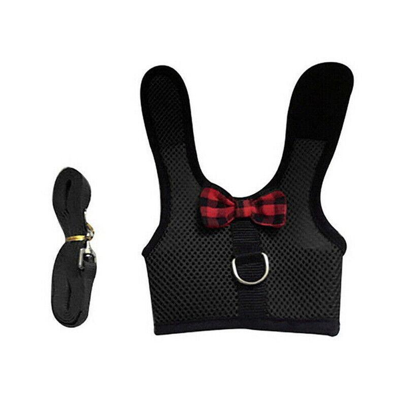 Rabbit Vest Harness Leash Lead Small Animal Pet Mesh Hamster Bunny Traction Rope L - Grey