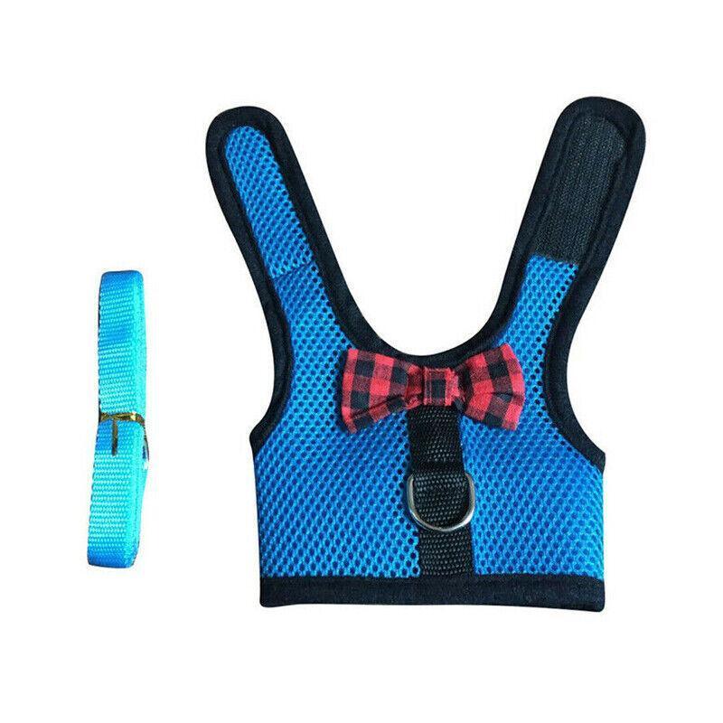 Rabbit Vest Harness Leash Lead Small Animal Pet Mesh Hamster Bunny Traction Rope L - Grey