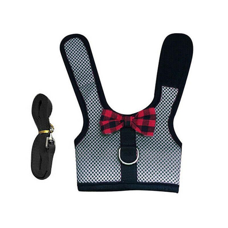 Rabbit Vest Harness Leash Lead Small Animal Pet Mesh Hamster Bunny Traction Rope S - Grey