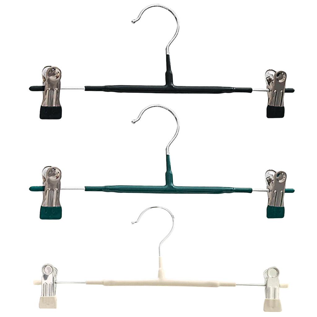 10pcs Home Wardrobe Pant Rack Hanging Trouser Organizer Clothes Hanger - Black