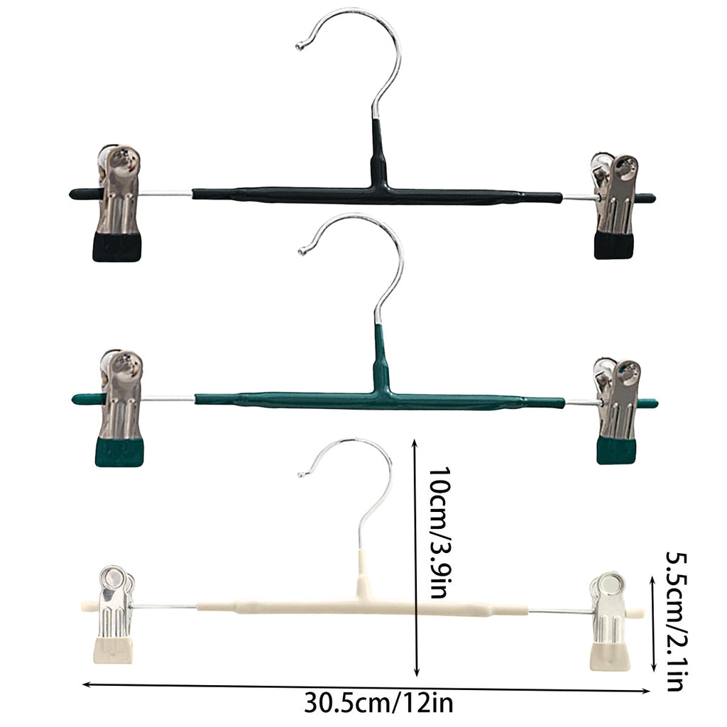 10pcs Home Wardrobe Pant Rack Hanging Trouser Organizer Clothes Hanger - Black