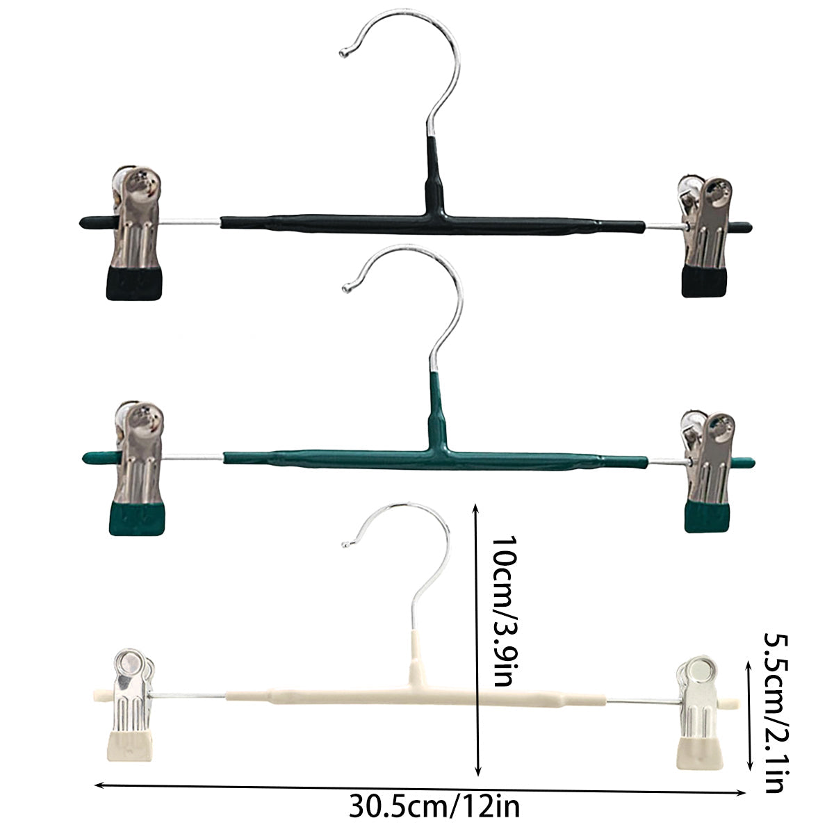 10pcs Home Wardrobe Pant Rack Hanging Trouser Organizer Clothes Hanger - Black