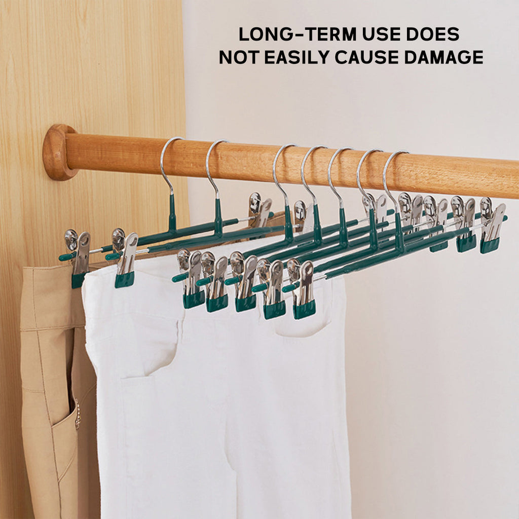 10pcs Home Wardrobe Pant Rack Hanging Trouser Organizer Clothes Hanger - Black