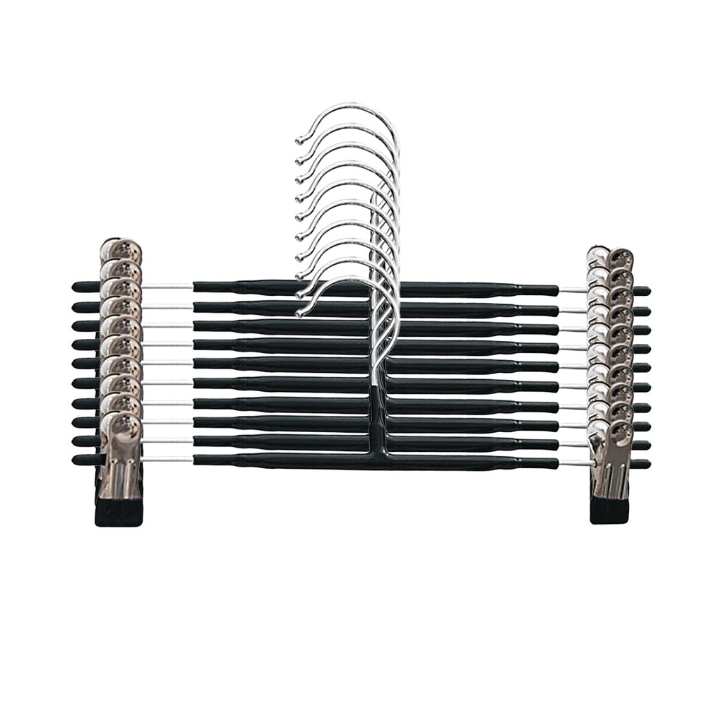 10pcs Home Wardrobe Pant Rack Hanging Trouser Organizer Clothes Hanger - Black