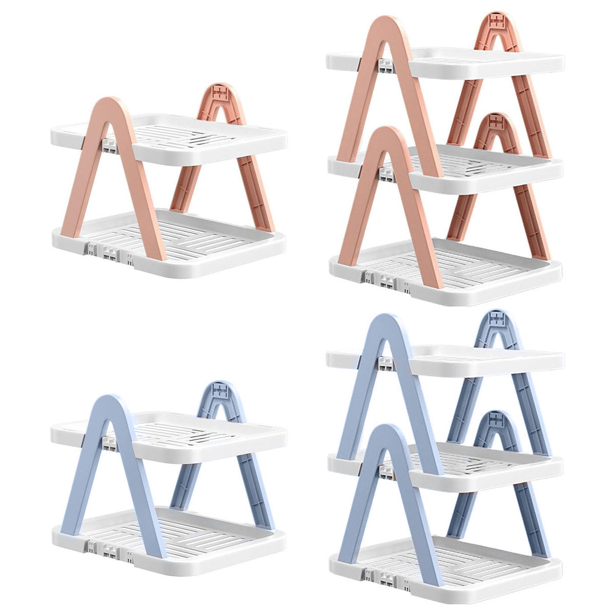 2/3 Tier Removable Shoe Rack Folding Storage Shelf Simple Space Saving Organizer - 3Tier-Pink