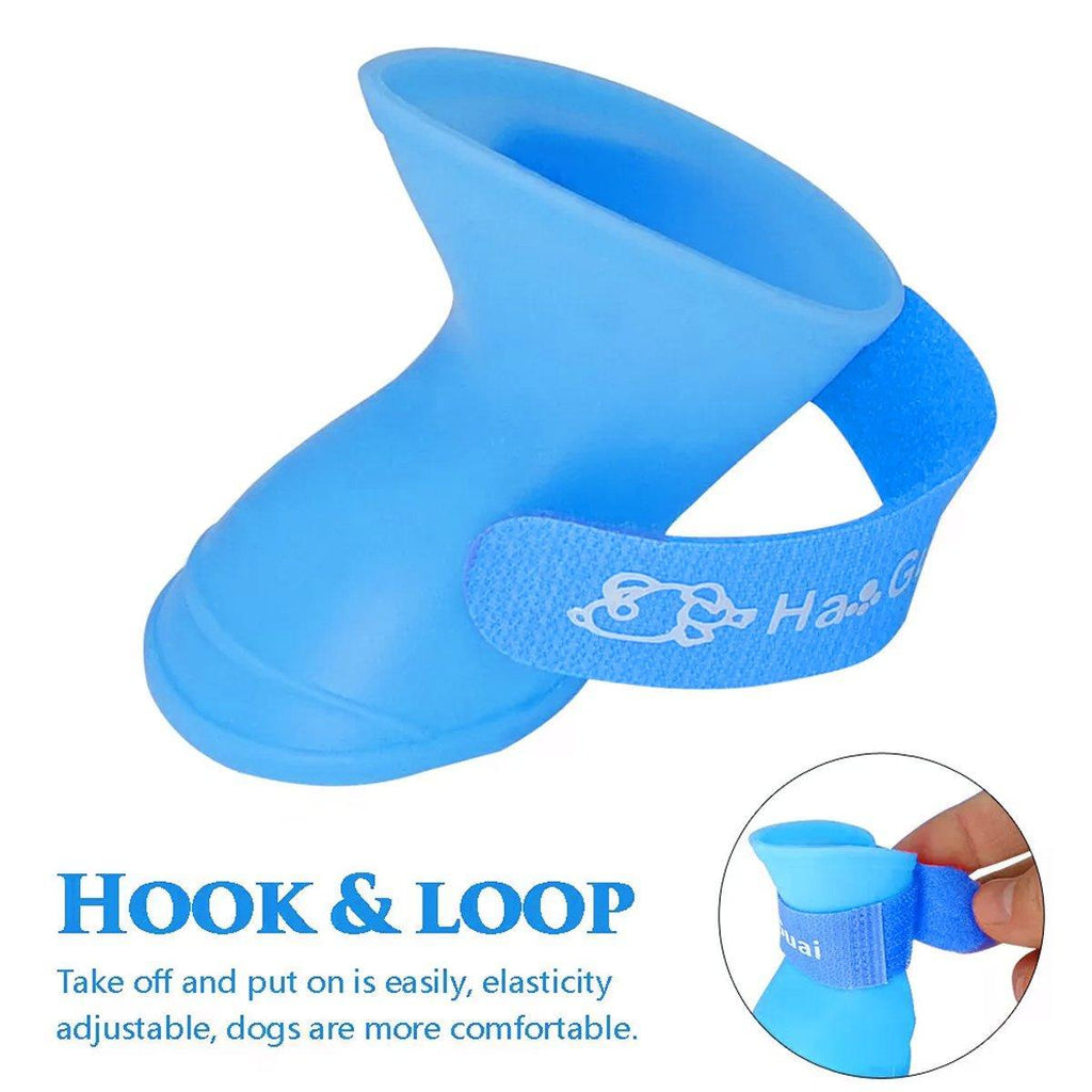 4pcs Cartoon Boots Pet Rain Shoes Waterproof Non-Slip Wear-Resistant Dog Shoes - Black - S