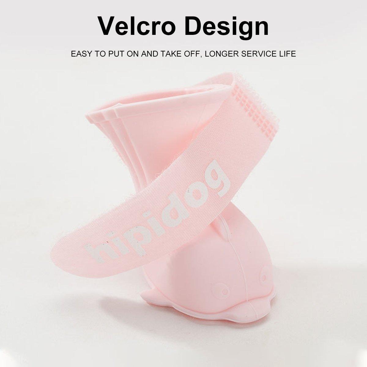 4pcs Cartoon Pet Rain Boots Waterproof Non-Slip Wear-Resistant Shoes for Dogs - Blue - M