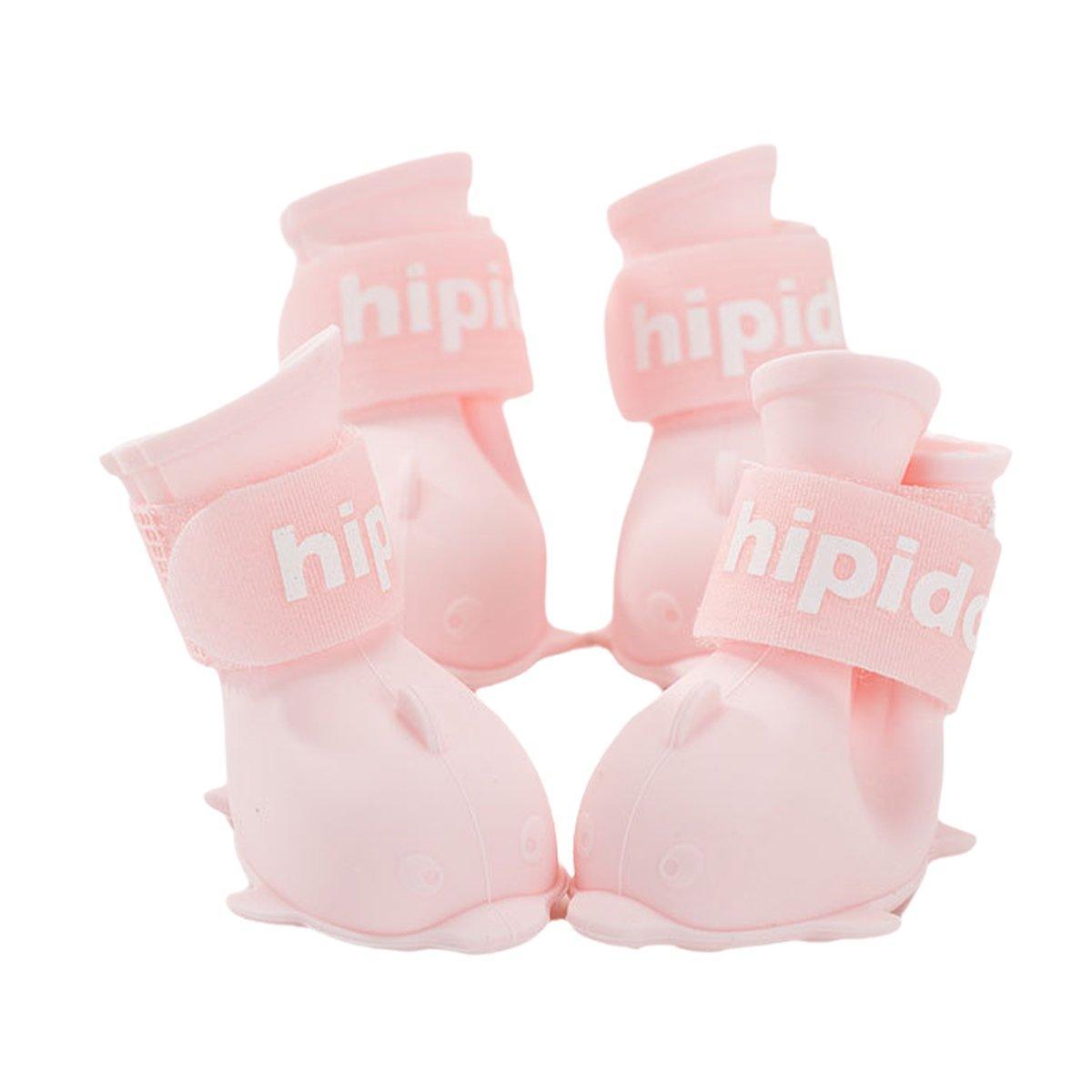 4pcs Cartoon Pet Rain Boots Waterproof Non-Slip Wear-Resistant Shoes for Dogs - Blue - M