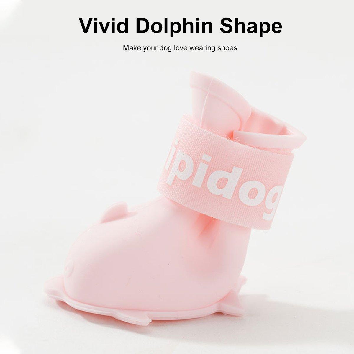 4pcs Cartoon Pet Rain Boots Waterproof Non-Slip Wear-Resistant Shoes for Dogs - Yellow - S