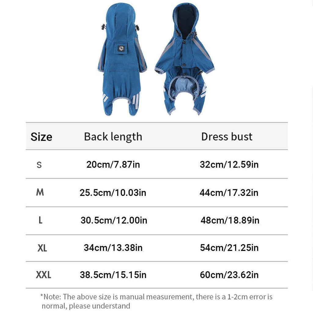 Waterproof Four Corner Pet Raincoats In Large Medium And Small Sizes Are Suitable For Dogs - Blue - L