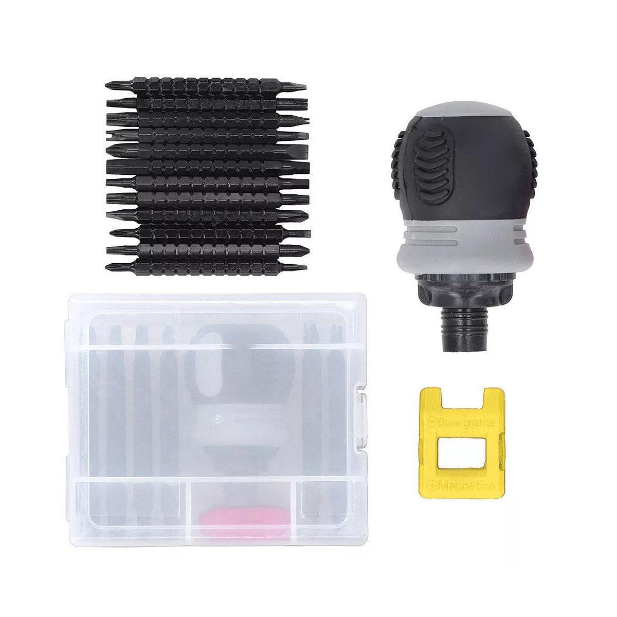 Ratchet Screwdriver Set with Sleeve Dual Head Screwdriver Expansion Cross Bits - 34-in-1