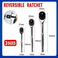 Quick Release Ratchet Handle 1/4 inch 3/8 inch 1/2 inch Drive Reversible Socket Wrench - 14x195x32mm