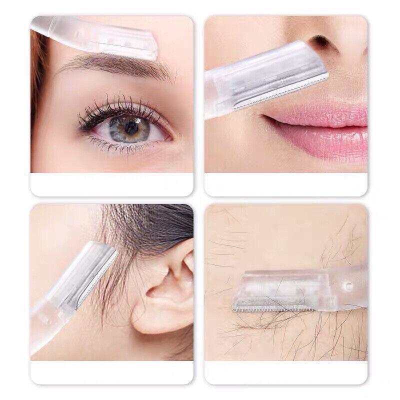 3Pcs Eyebrow Razor Set Facial Trimmer Shaver Blade Hair Remover Beauty Tool - 2X Eyebrow Razor+Scissor-White