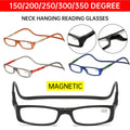 Folding Reading Glasses for Elderly Convenient Neck Hanging Portable Eyewear - Black-200
