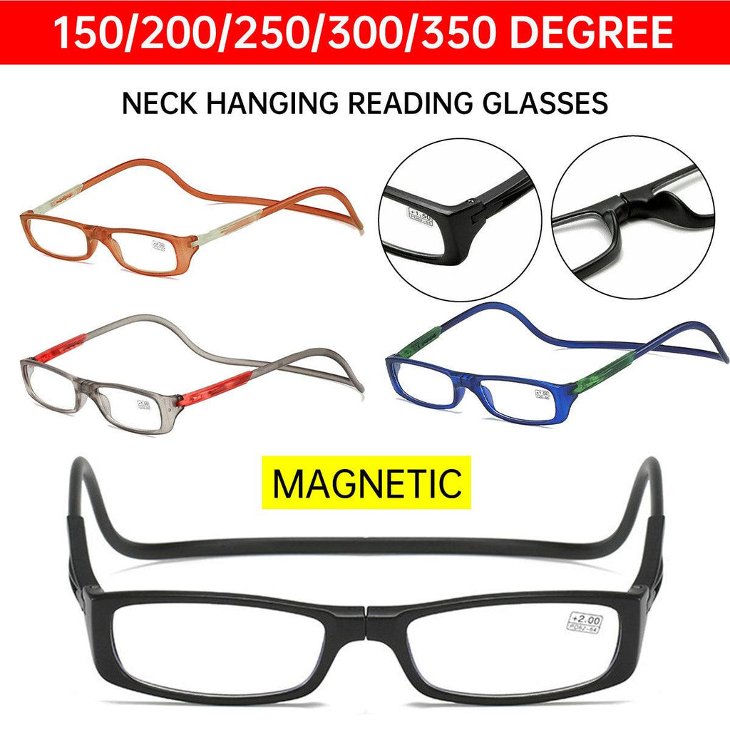 Folding Reading Glasses for Elderly Convenient Neck Hanging Portable Eyewear - Red-300