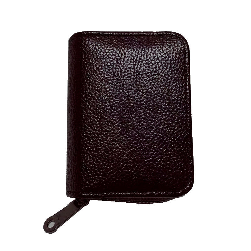 Compact Zipper Organ Card Cover Holder Wallet ID Bag Short Coin Purse Pockets - Rose Red