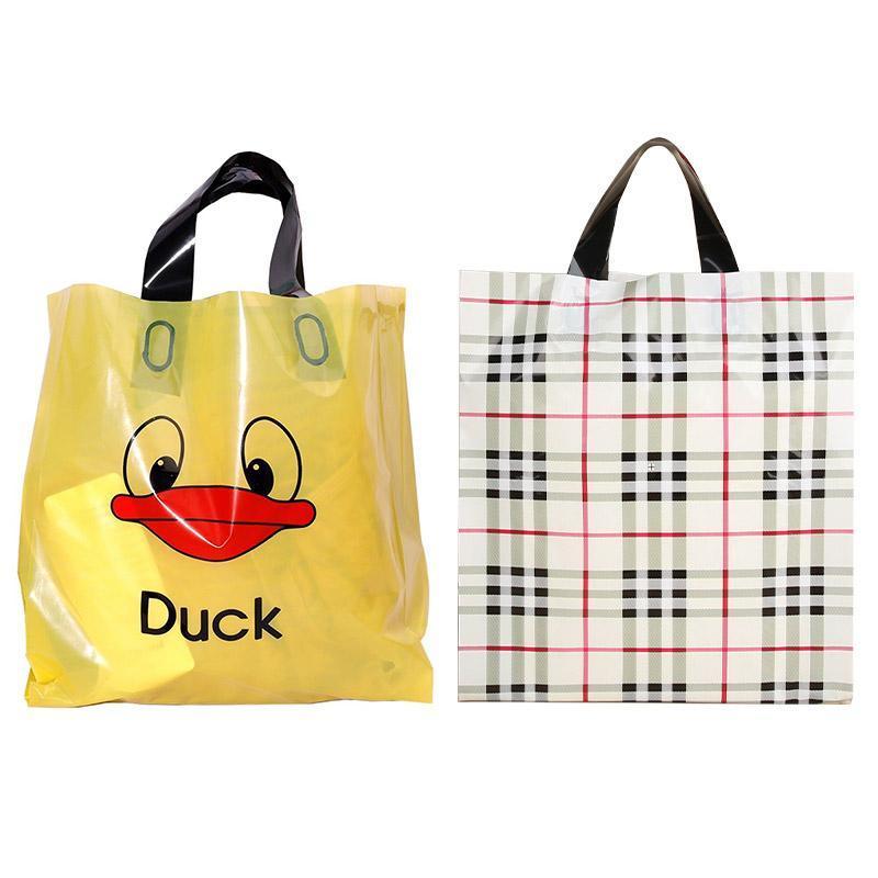 50x Reusable Plastic Tote Bag Eco Friendly Shopping Bags Durable Large Capacity - Red-Black 42*35*8cm