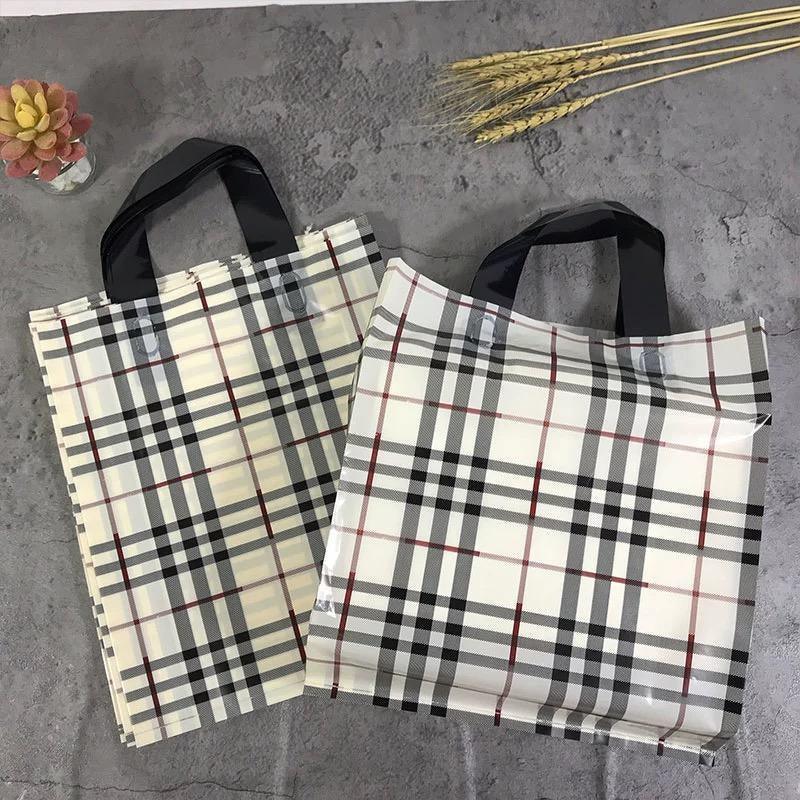50x Reusable Plastic Tote Bag Eco Friendly Shopping Bags Durable Large Capacity - Red-Black 42*35*8cm