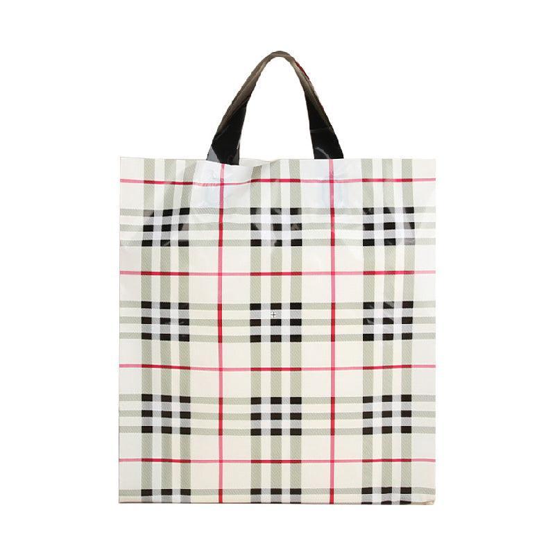 50x Reusable Plastic Tote Bag Eco Friendly Shopping Bags Durable Large Capacity - Red-Black 42*35*8cm
