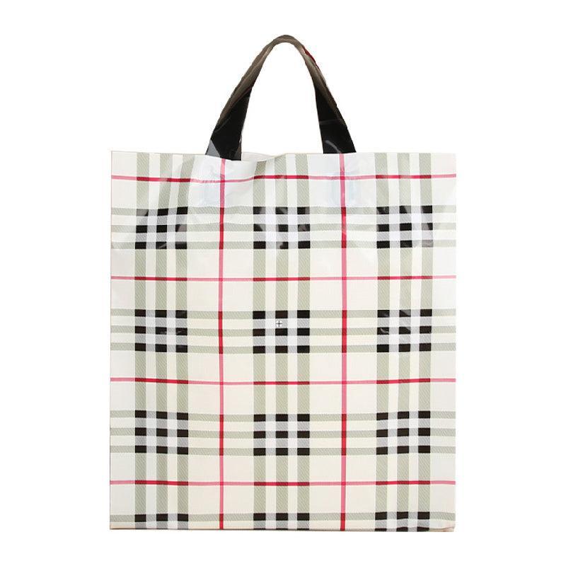50x Reusable Plastic Tote Bag Eco Friendly Shopping Bags Durable Large Capacity - Red-Black 42*35*8cm