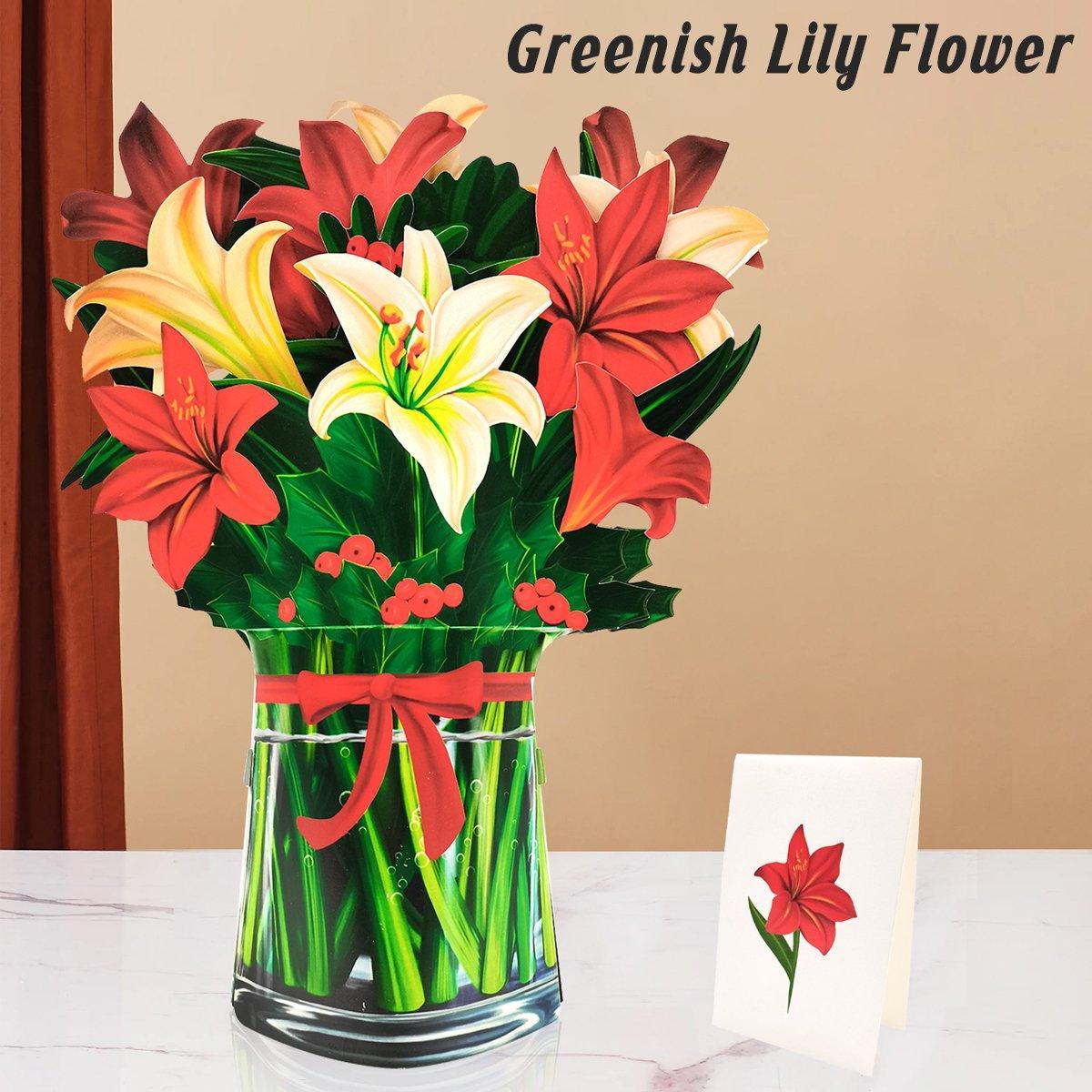 New Style 3D Pop Up Cards Paper Flower Bouquet Greeting Card for All Occasions - Red Rose