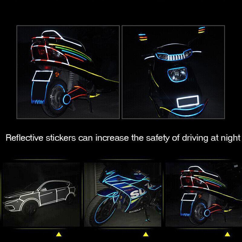 8m Reflective Tape for Bikes Cars Motorcycles Waterproof High Visibility Strip - Black-Yellow