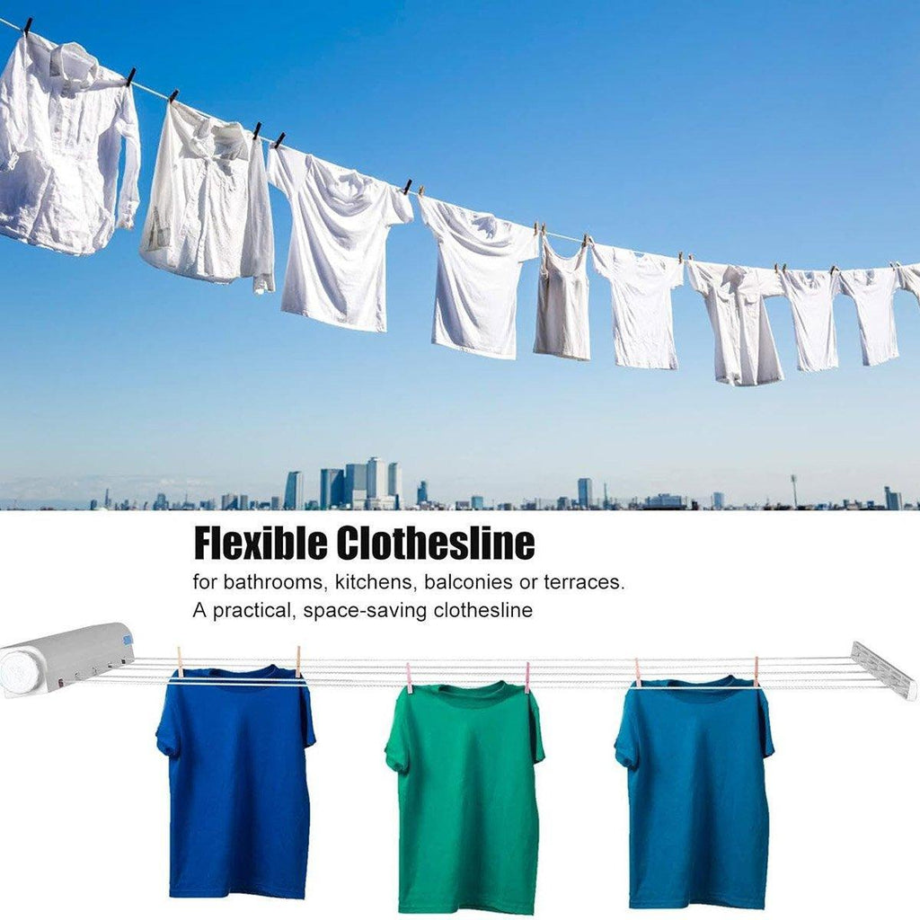 Wall Mounted Clothes Hanger Dryer Clothesline Laundry Washing Line Drying Rack - 4lines