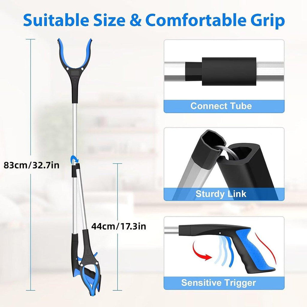 Folding Rubbish Picker Clip Hygiene Trash Grabber Long Handle Waste Cleaner Tool - Red
