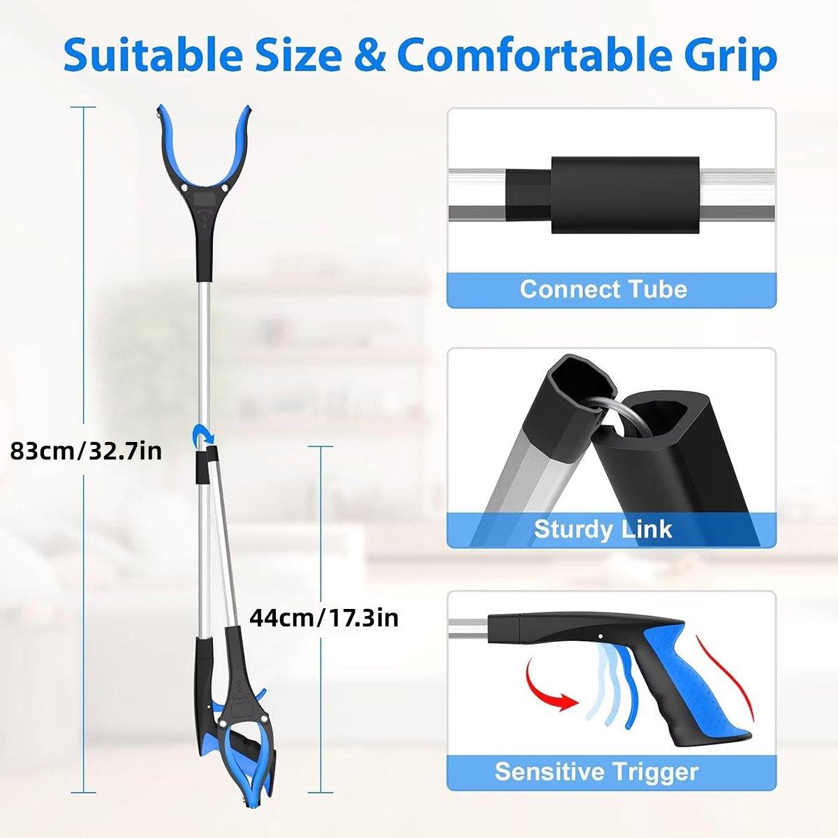 Folding Rubbish Picker Clip Hygiene Trash Grabber Long Handle Waste Cleaner Tool - Red