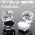 20pcs Acrylic Octagonal Jewelry Ring Earrings Box Transparent Display Cases - White