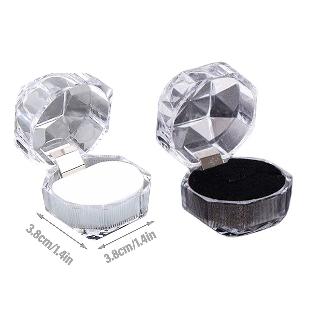 20pcs Acrylic Octagonal Jewelry Ring Earrings Box Transparent Display Cases - White