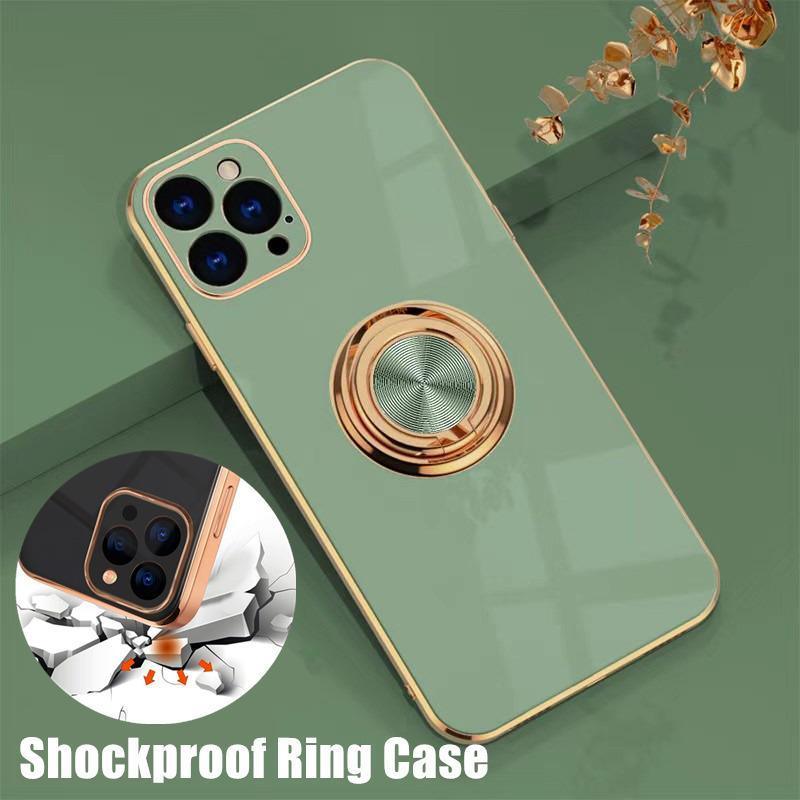 Fruit Green Luxury Shockproof Silicone Ring Case Stand Cover for iPhone 14 13 12 Pro Max - iPhone 13