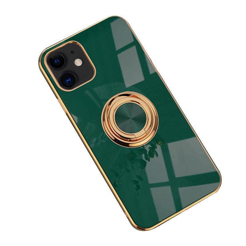 Dark Green Luxury Shockproof Silicone Ring Case Stand Cover for iPhone 14 13 12 Pro Max - iPhone 13 Pro