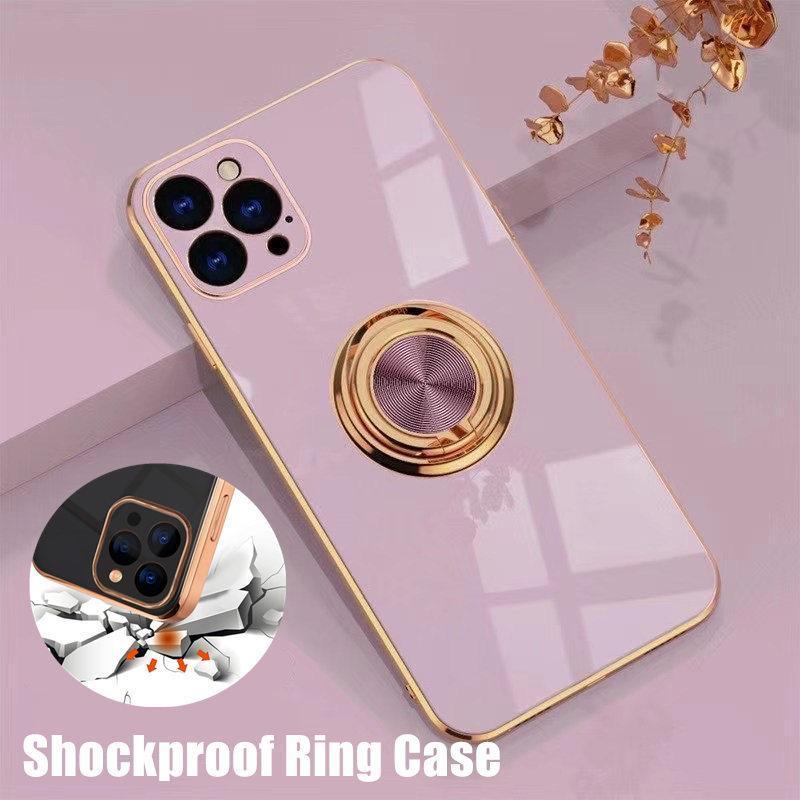 Light Purple Luxury Shockproof Silicone Ring Case Stand Cover for iPhone 14 13 12 Pro Max - iPhone 11 Pro Max