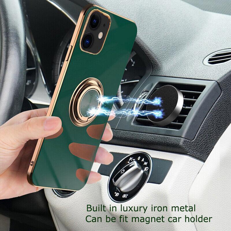 Light Purple Luxury Shockproof Silicone Ring Case Stand Cover for iPhone 14 13 12 Pro Max - iPhone 11 Pro Max