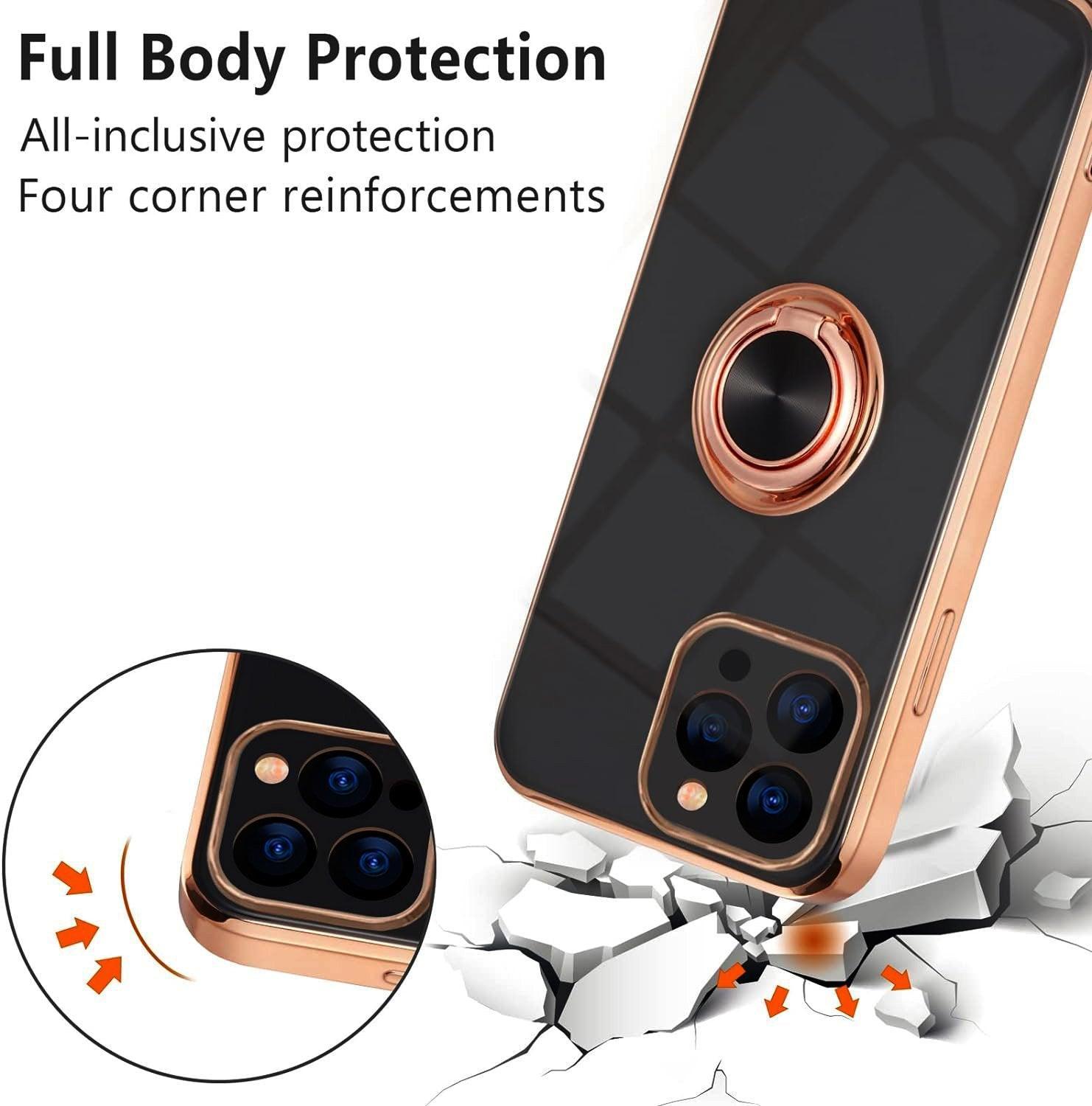 Light Purple Luxury Shockproof Silicone Ring Case Stand Cover for iPhone 14 13 12 Pro Max - iPhone 13 Pro Max
