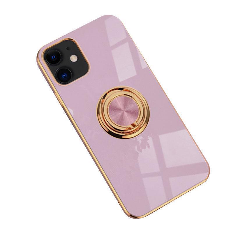 Light Purple Luxury Shockproof Silicone Ring Case Stand Cover for iPhone 14 13 12 Pro Max - iPhone 13 Pro Max