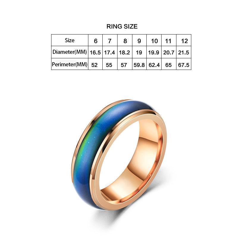 Mood Colour Changing Temperature Ring for Emotional Expression US Size 12 - Colourful