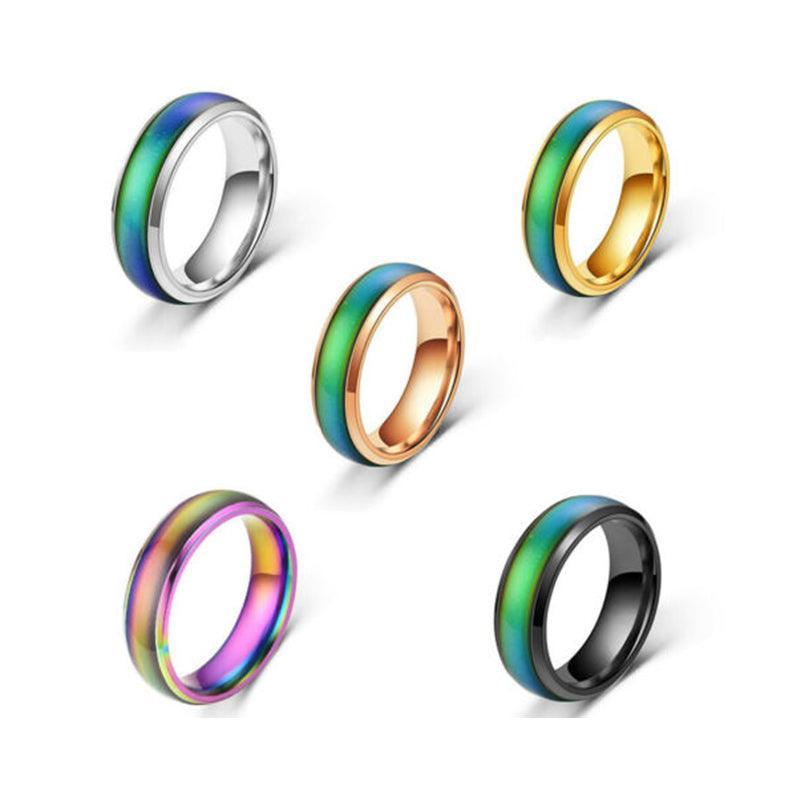 Mood Colour Changing Temperature Ring for Emotional Expression US Size 12 - Colourful