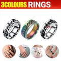 Spinner Rings Mens Womens Fidget Rotating Ring Silver Stainless Steel Size 12 - Silver