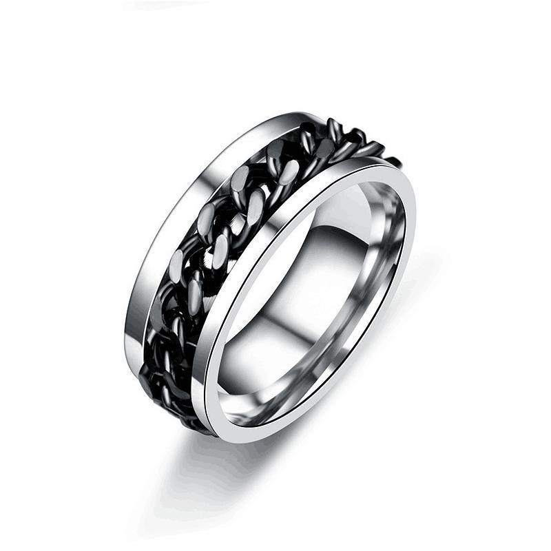 Spinner Rings Mens Womens Fidget Rotating Ring Silver Stainless Steel Size 12 - Silver